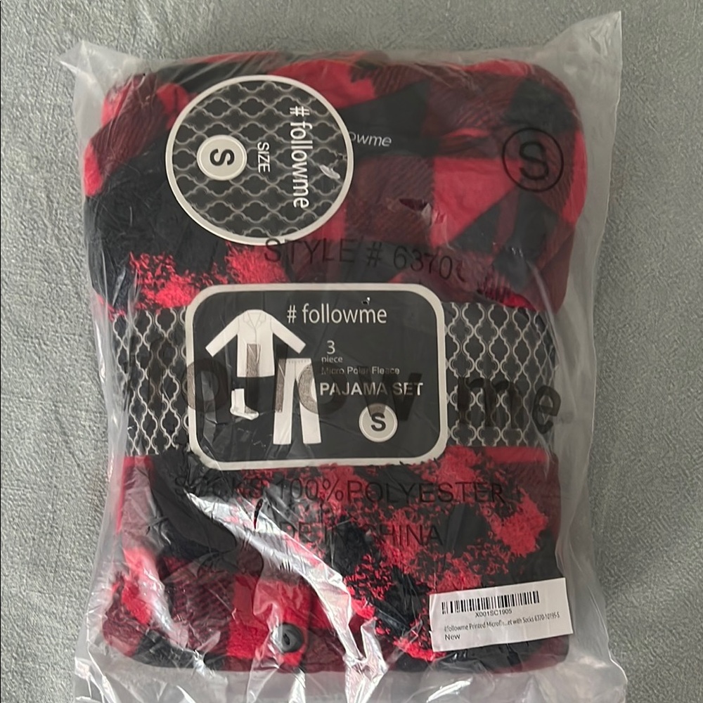 3 Piece Women's Red and Black Pajama Set